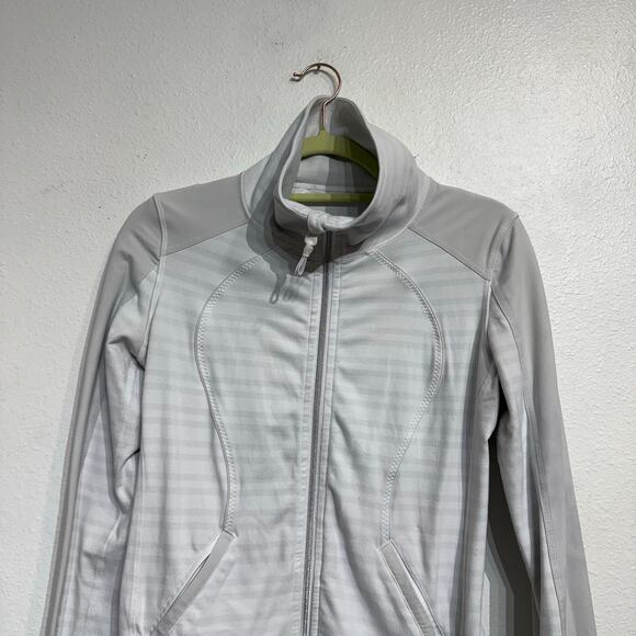 Lululemon Light Gray Contempo Jacket Twin Stripe Sz 6 - Picture 4 of 10